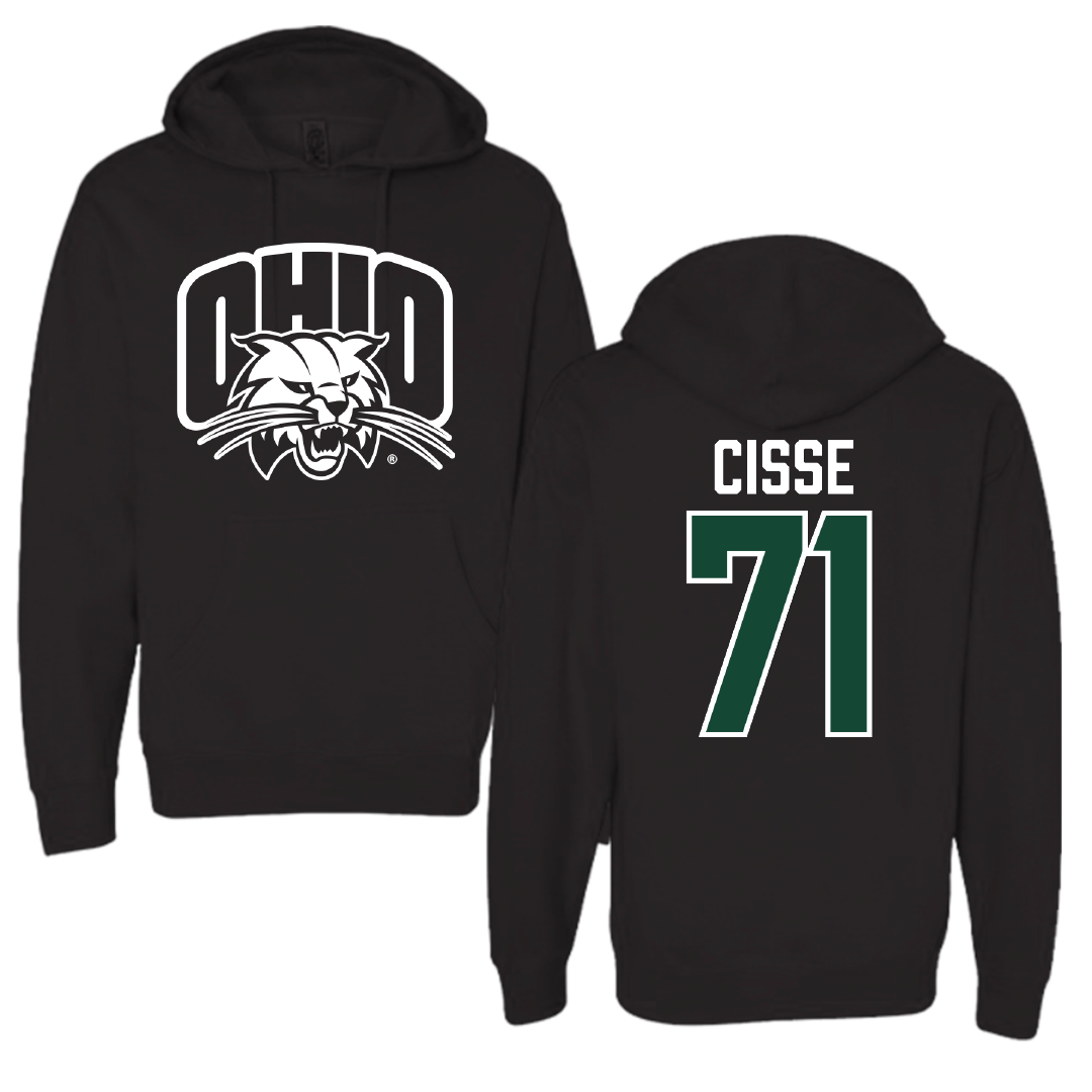 Ohio University Football Black Hoodie - #71 Tigana Cisse