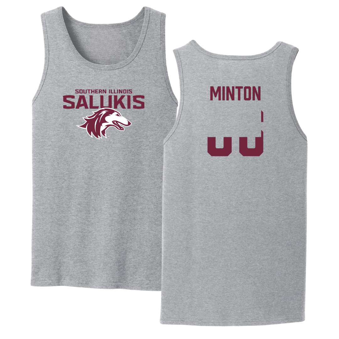 Southern Illinois University at Carbondale Football Sport Gray Tank Top - #86 Logan Minton