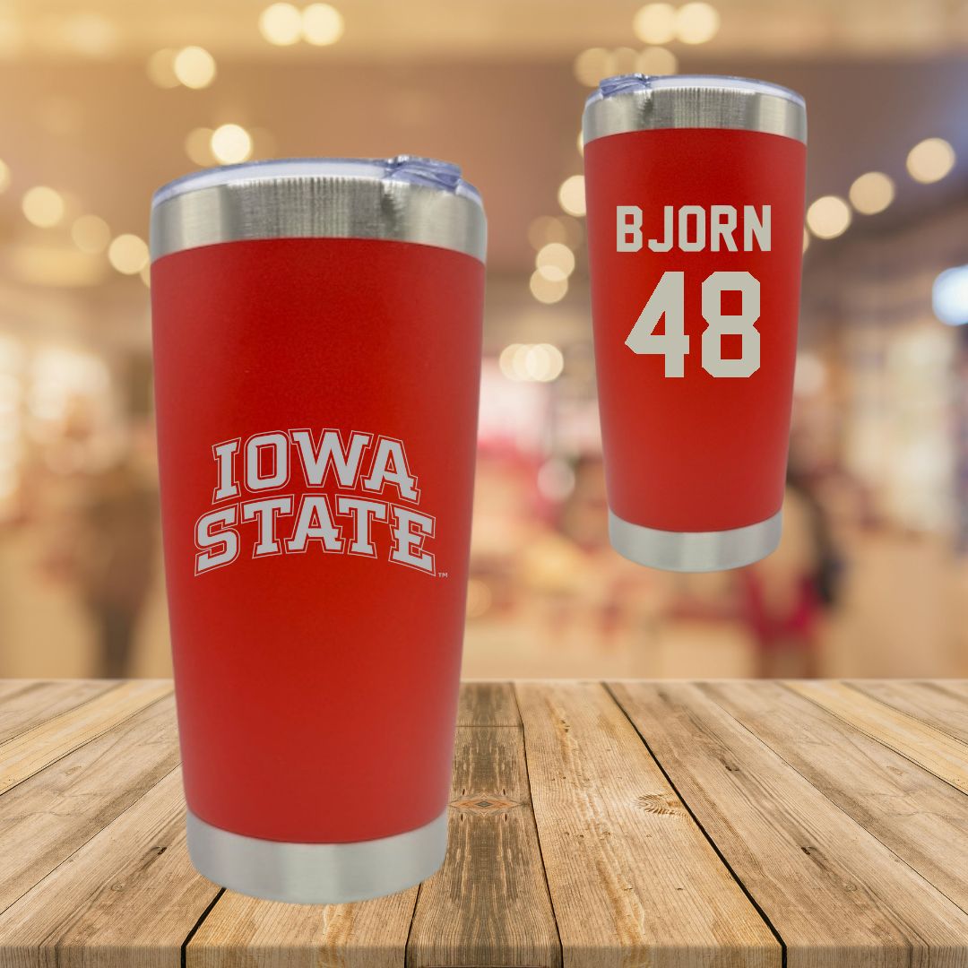 Iowa State University Football Red Stainless Steel Tumbler - #48 Jack Bjorn