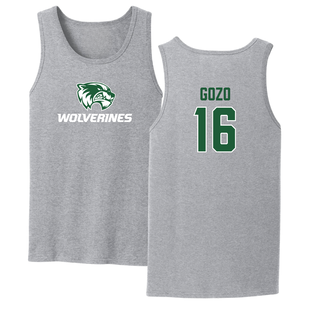 Utah Valley University Soccer Sport Gray Tank Top - #16 Elijah Gozo