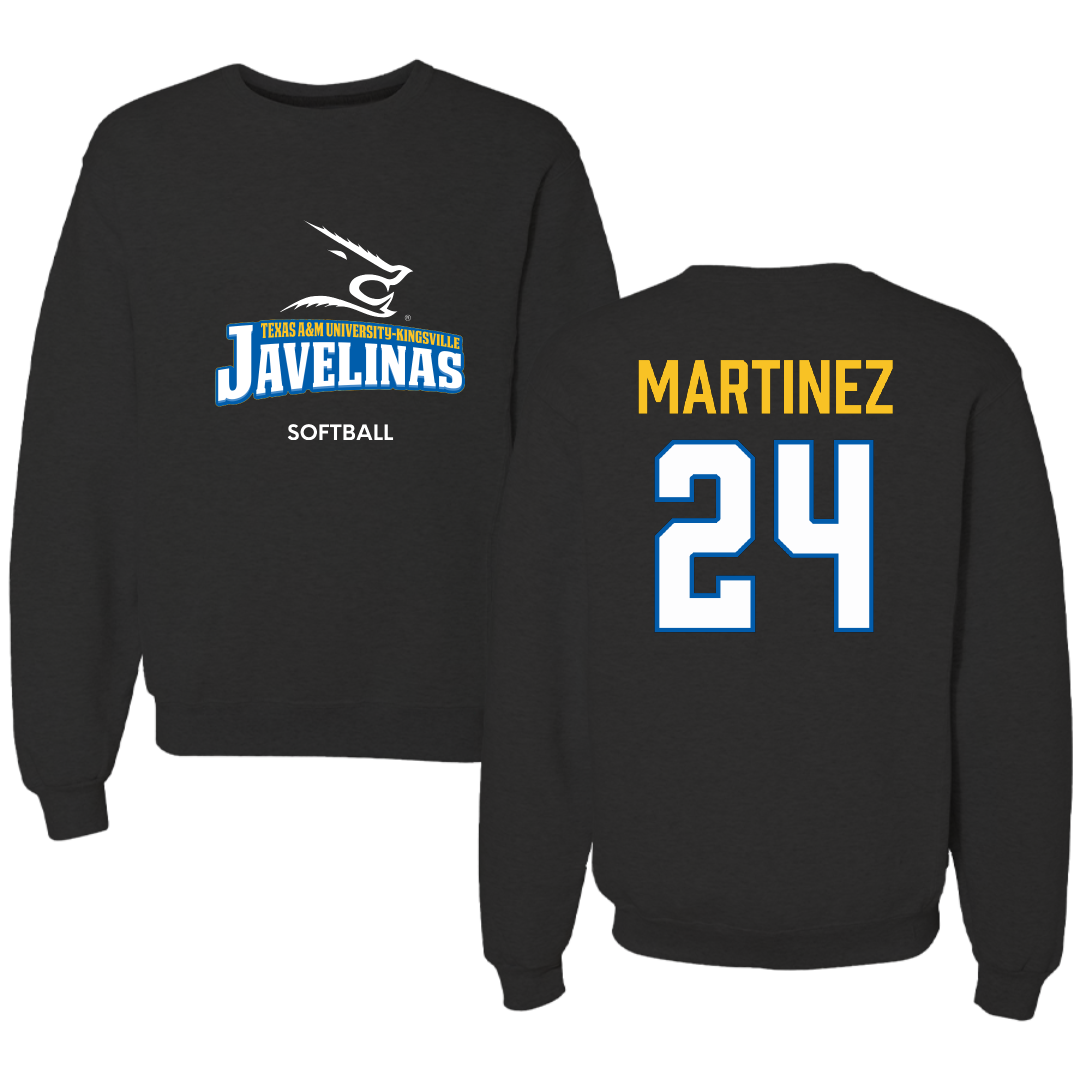 Texas A&M University-Kingsville Softball Black Crewneck - #24 Andrea Martinez