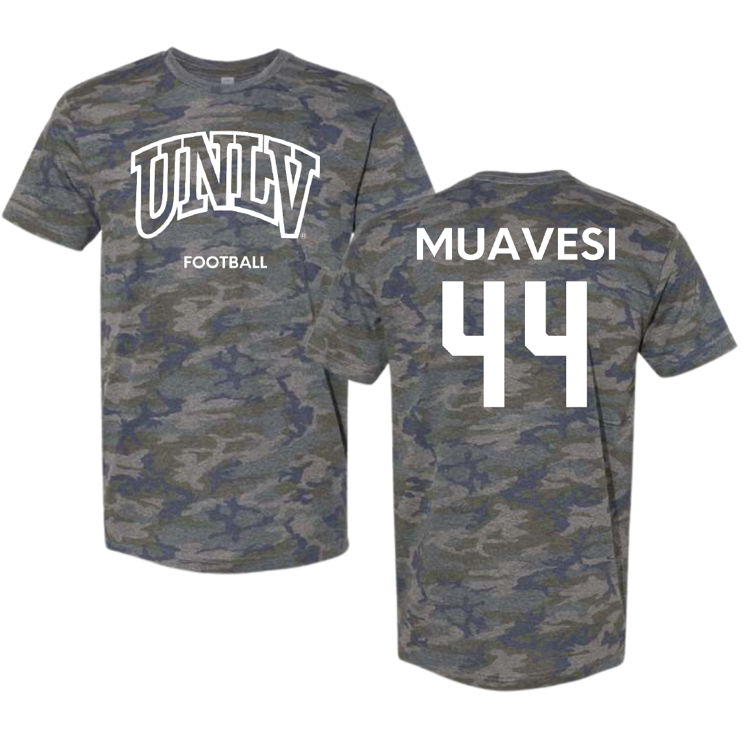 University of Nevada-Las Vegas Football Vintage Camo Tee - #44 Waisale Muavesi