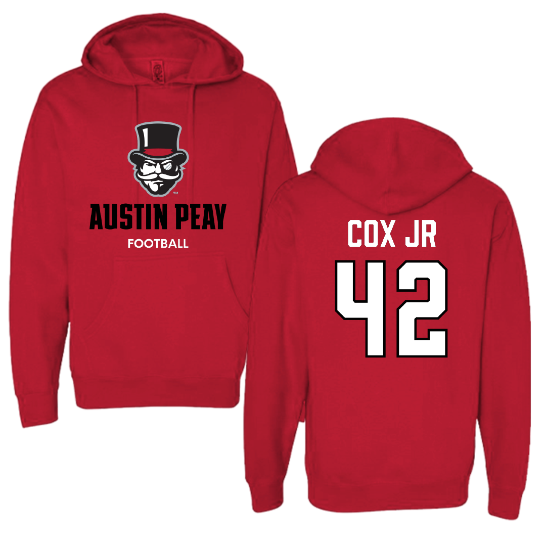 Austin Peay State University Football Red Hoodie - #42 TJ Cox Jr