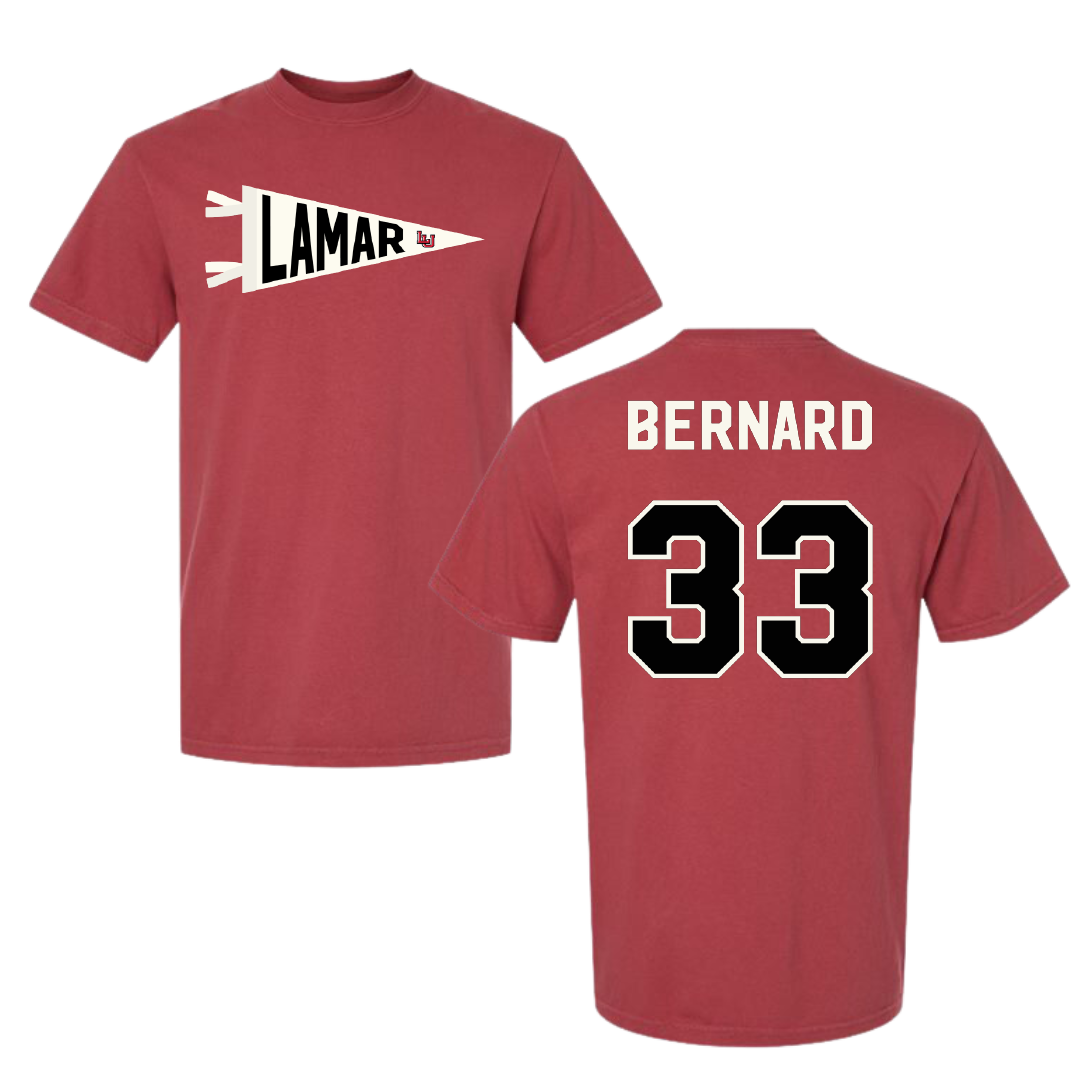 Lamar University Basketball Canvas Red Pennant Comfort Colors Tee - #33 Anaya Bernard