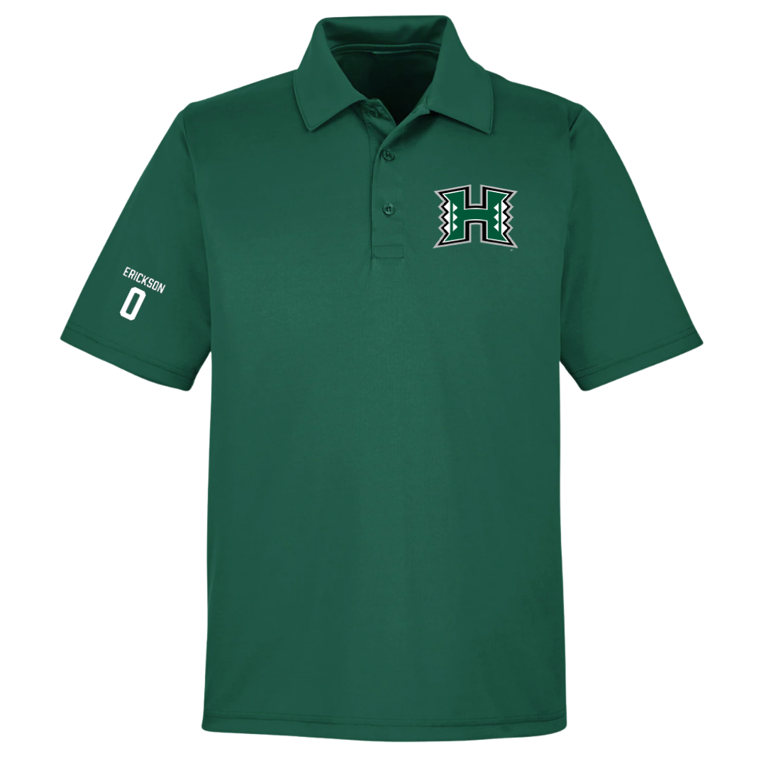 University of Hawaii Basketball (M) Forest Green Polo - #0 Hunter Erickson