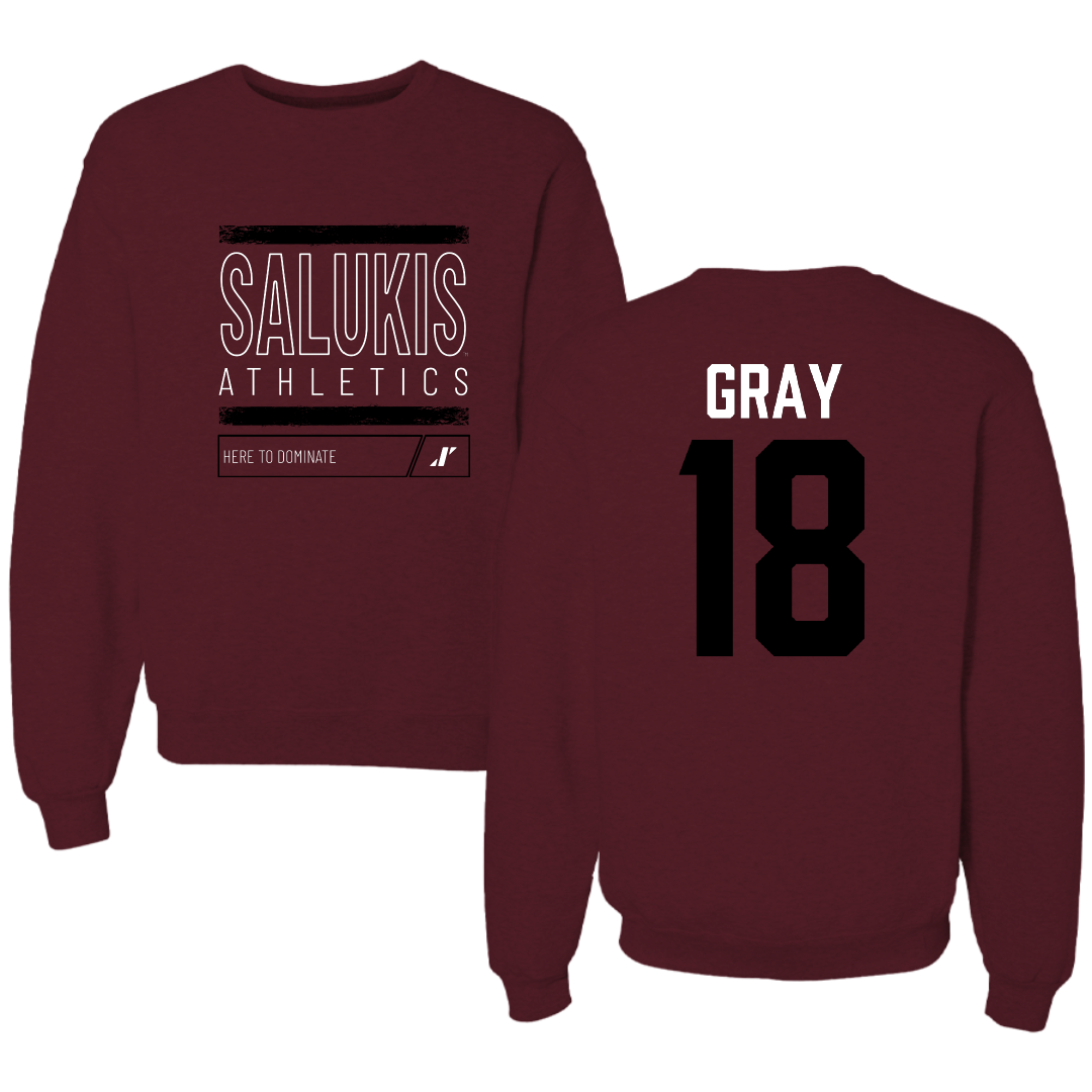 Southern Illinois University at Carbondale Baseball Maroon Dominate Crewneck - #18 Hesston Gray