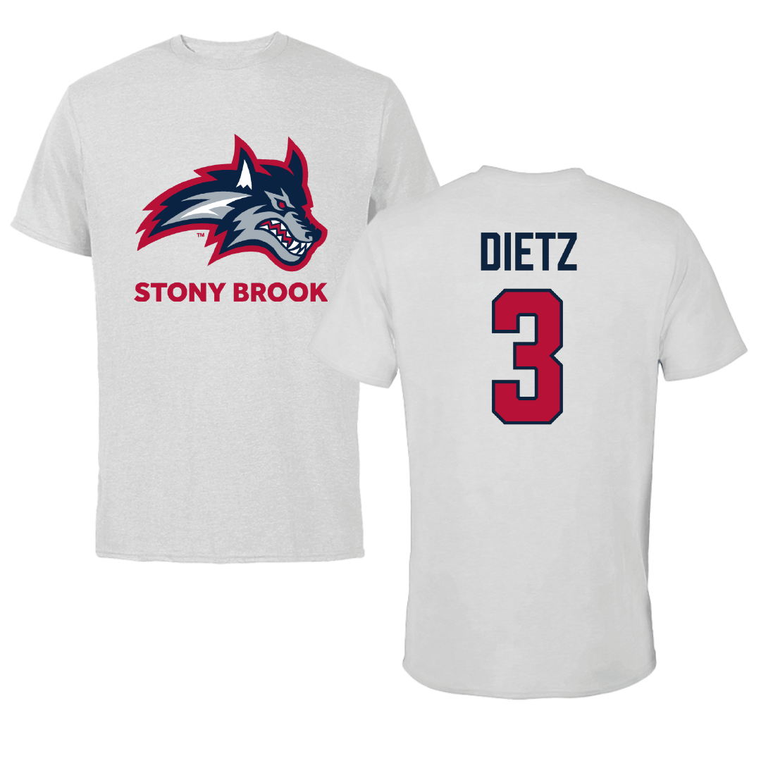 Stony Brook University Football Light Gray Tee - #3 Marqeese Dietz