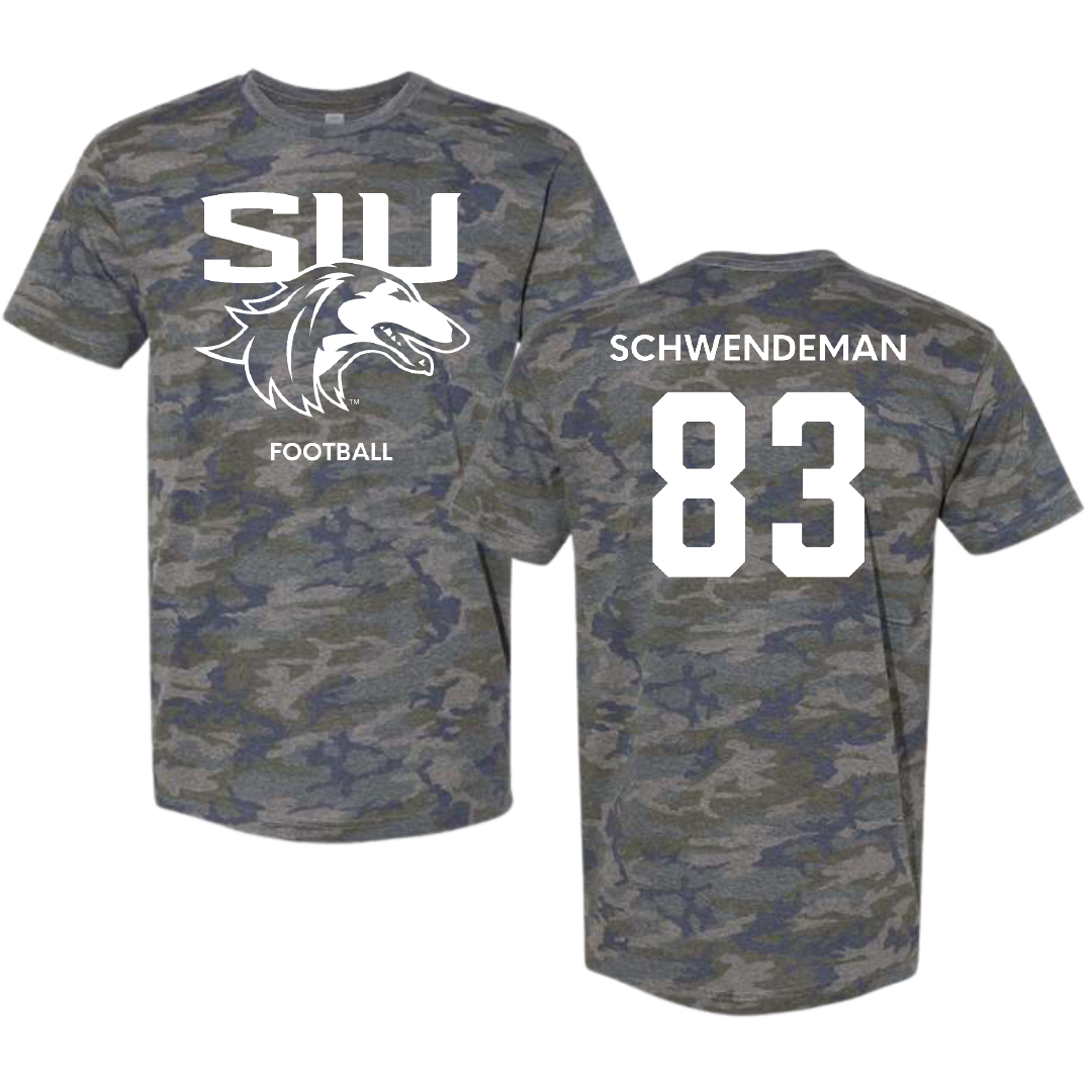 Southern Illinois University at Carbondale Football Vintage Camo Tee - #83 Ryan Schwendeman