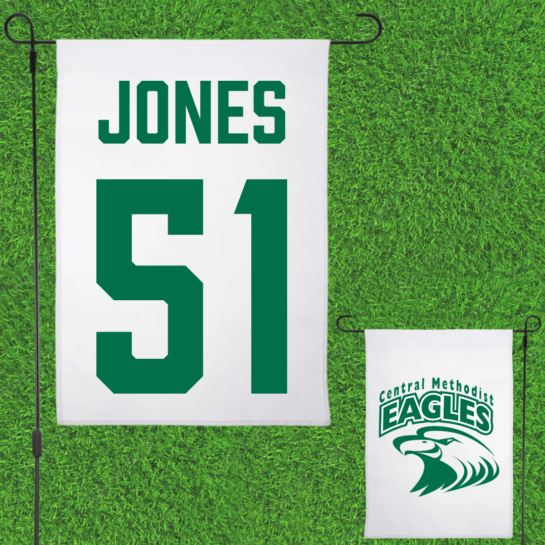 Central Methodist University Football White Garden Flag - #51 Amari Jones