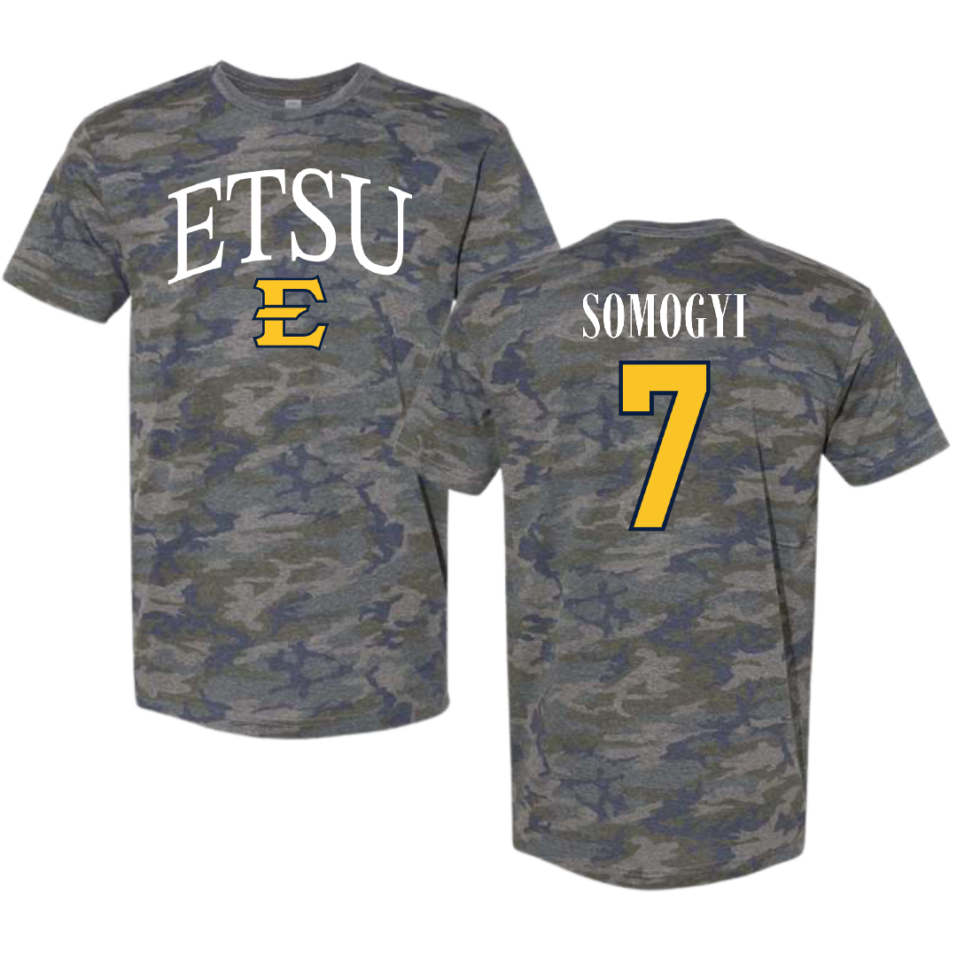 East Tennessee State University Soccer Vintage Camo Tee - #7 Sydney Somogyi