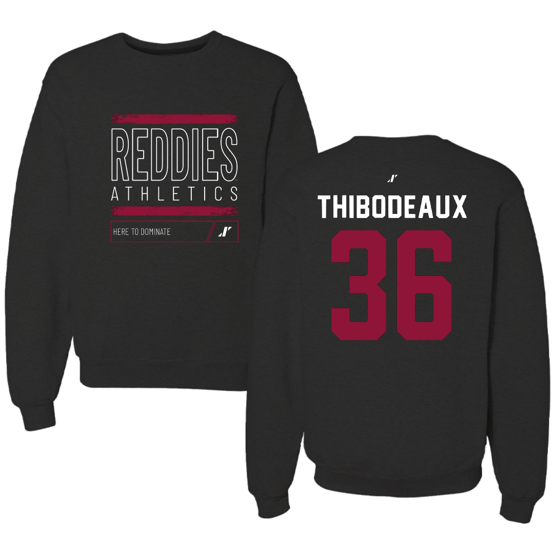 Henderson State University Football Black Dominate Crewneck - #36 Eric Thibodeaux