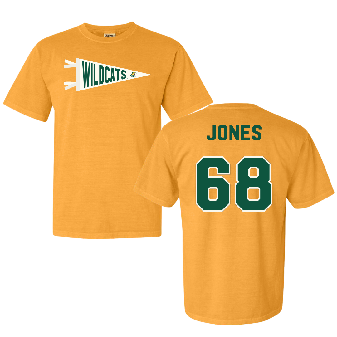 Northern Michigan University Football Gold Pennant Comfort Colors Tee - #68 Tommy Jones