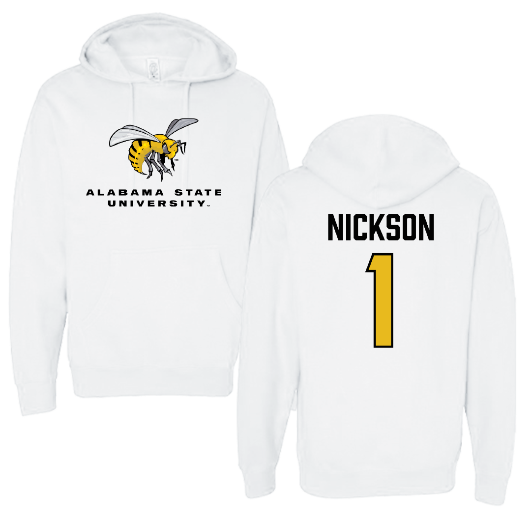 Alabama State University Football White Block Hoodie - #1 Willie Nickson