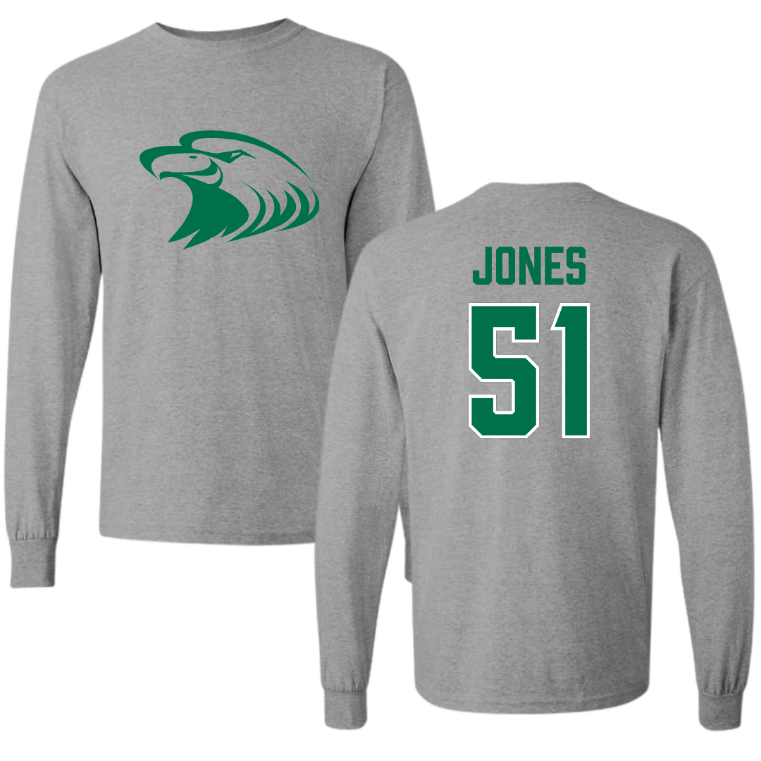 Central Methodist University Football Sport Gray Long Sleeve - #51 Amari Jones