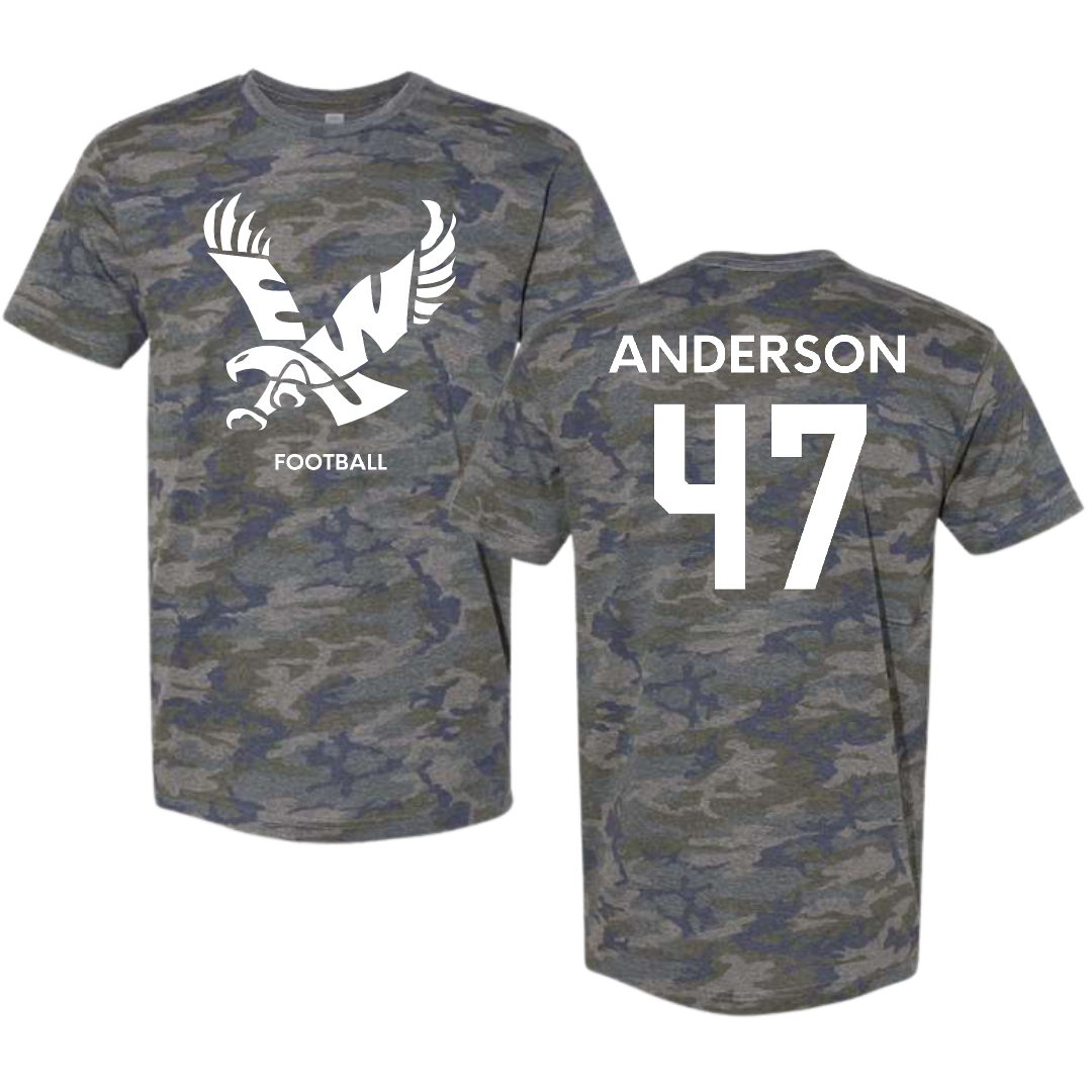Eastern Washington University Football Vintage Camo Tee - #47 Samarai Anderson