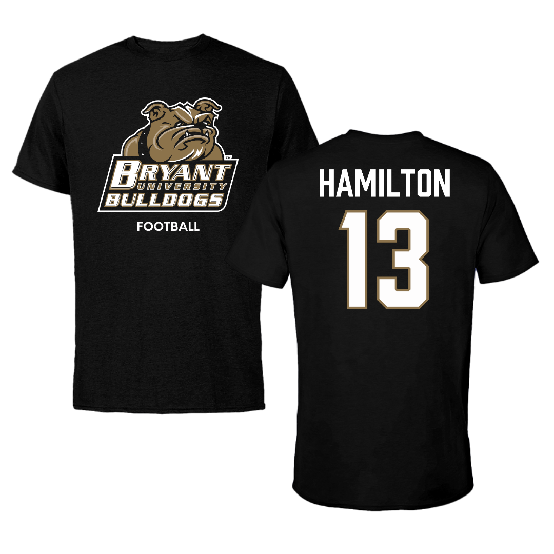Bryant University Football Black Performance Tee - #13 Kaden Hamilton