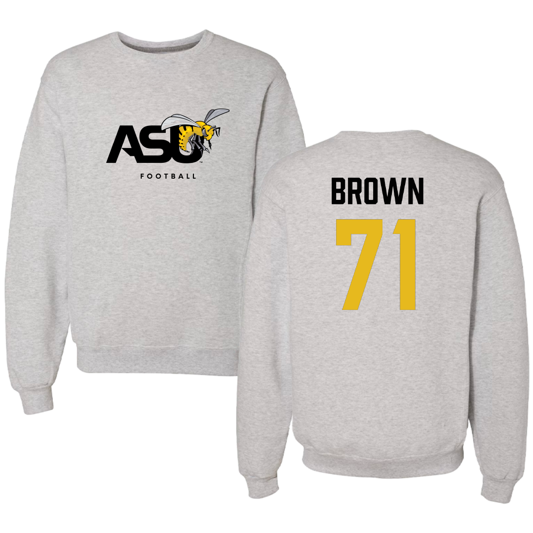 Alabama State University Football Light Gray Crewneck - #71 Isaiah Brown