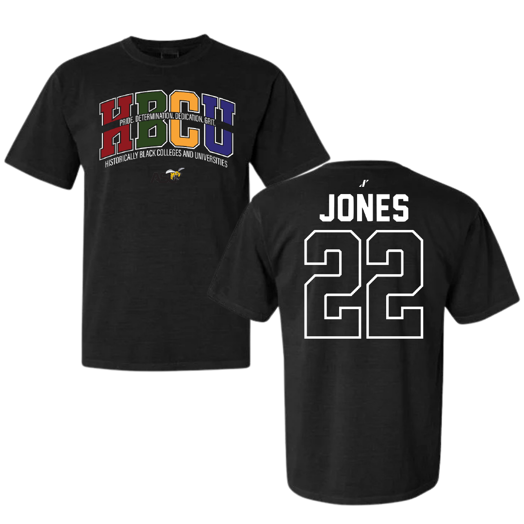 Alabama State University Soccer Black HBCU Comfort Colors Tee - #22 Summer Jones