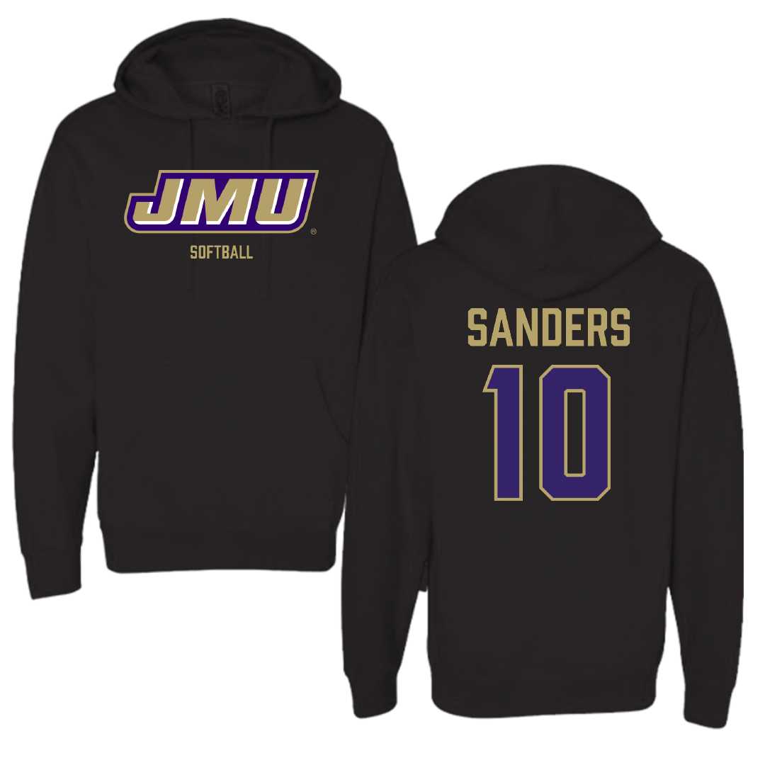 James Madison University Softball Black Hoodie - #10 Carsen Sanders