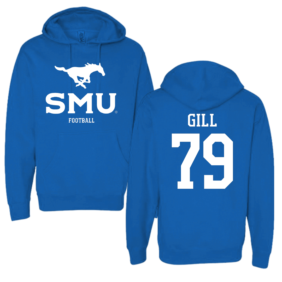 Southern Methodist University Football Blue Hoodie - #79 Reagan Gill