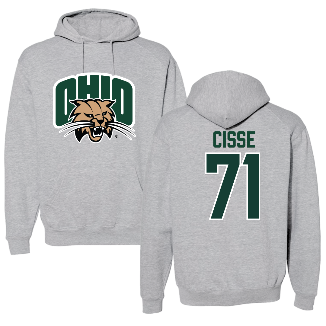 Ohio University Football Sport Gray Hoodie - #71 Tigana Cisse