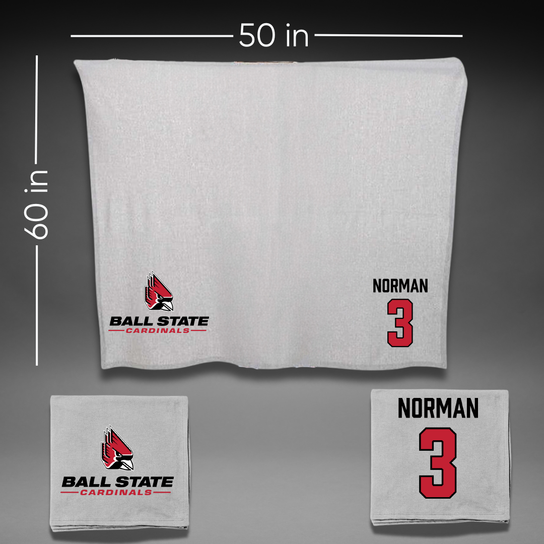 Ball State University Basketball Gray Blanket - #3 Karsyn Norman