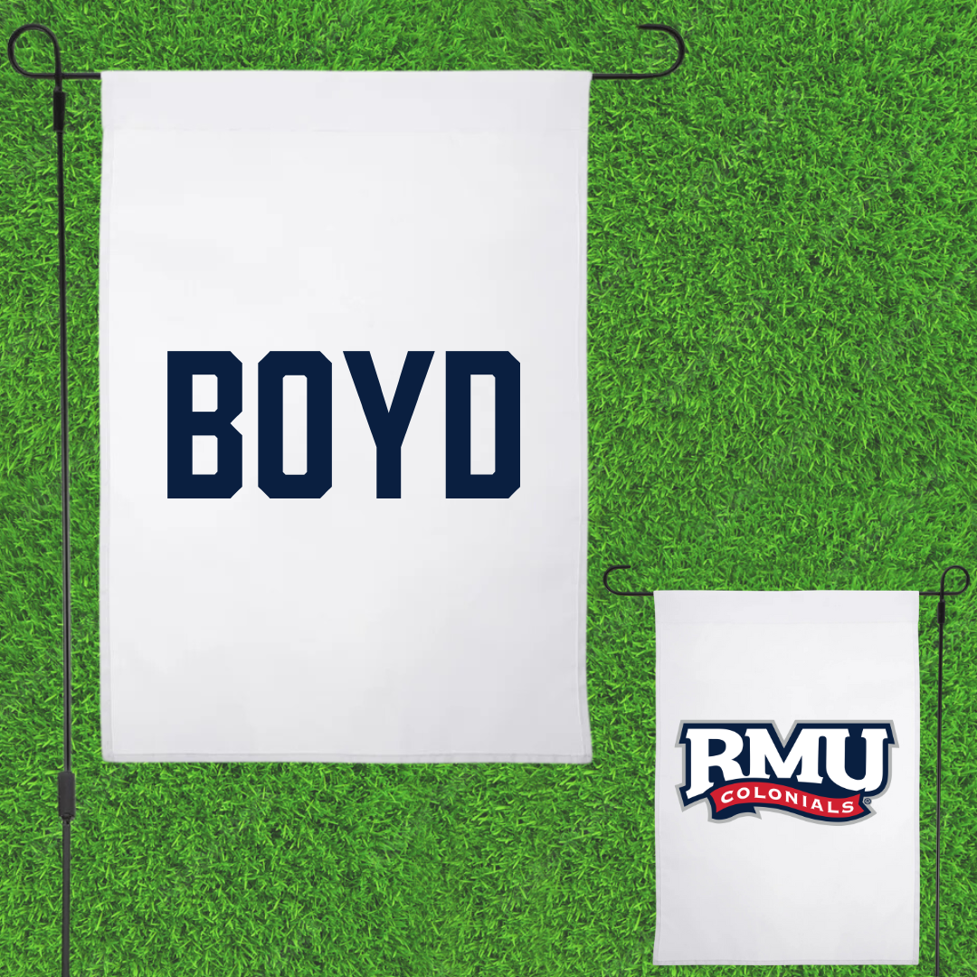 Robert Morris University TF and XC White Garden Flag - Brayden Boyd