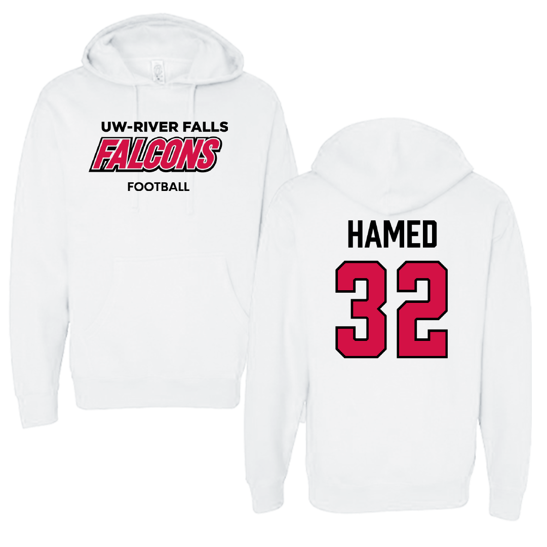 University of Wisconsin-River Falls Football White Falcons Hoodie - #32 Adam Hamed