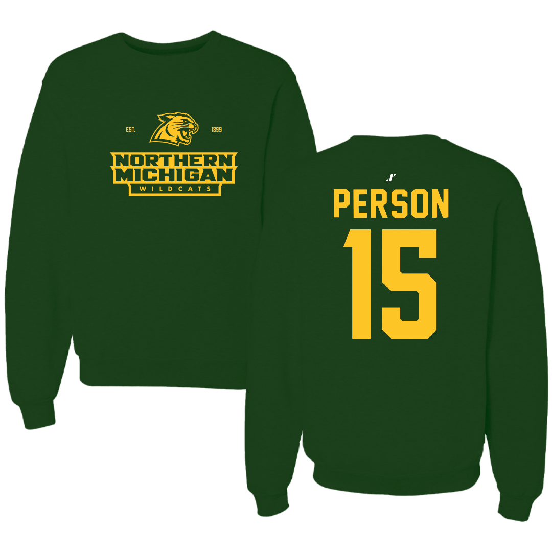 Northern Michigan University Football Forest Green General Crewneck - #15 Zach Person