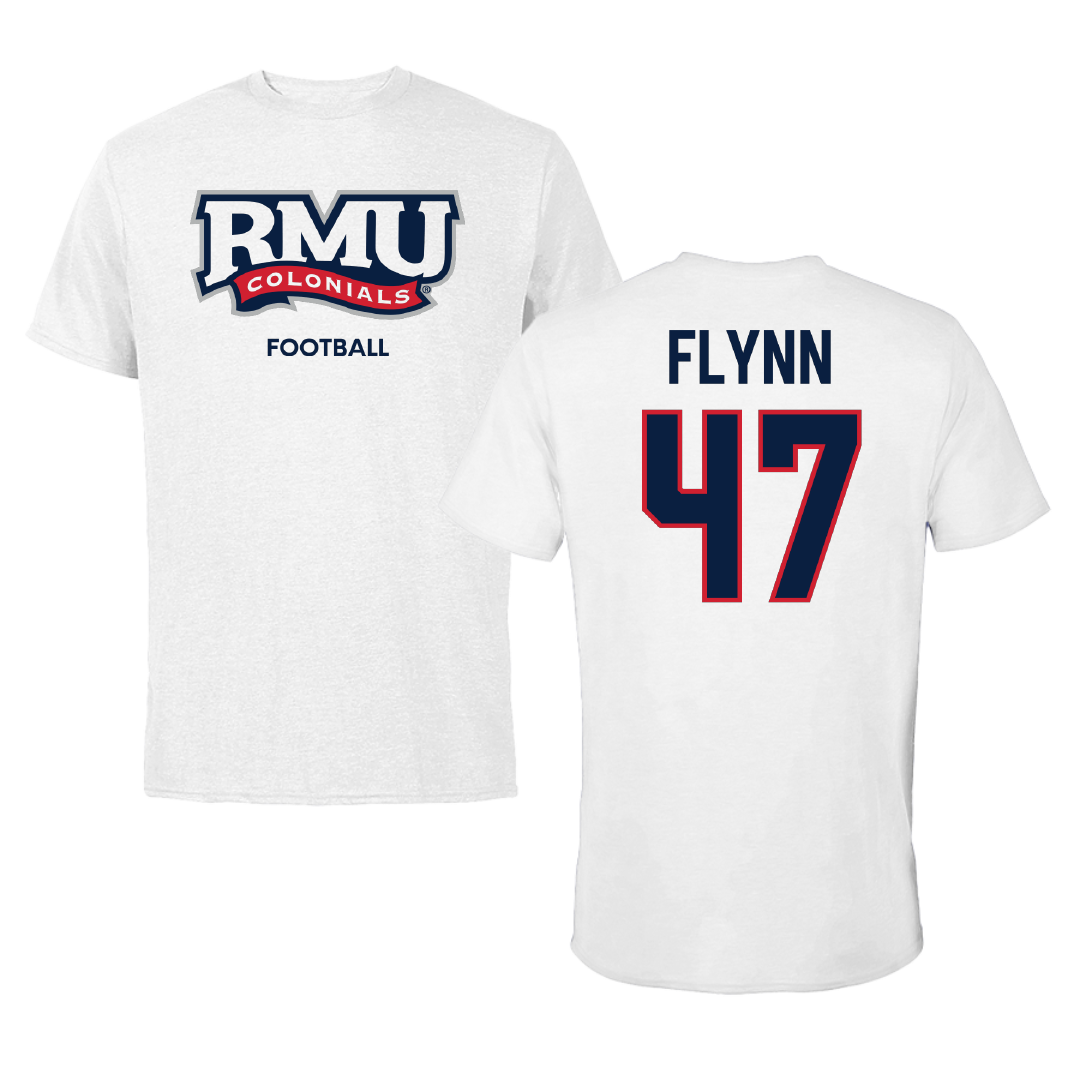 Robert Morris University Football White Tee - #47 Mack Flynn