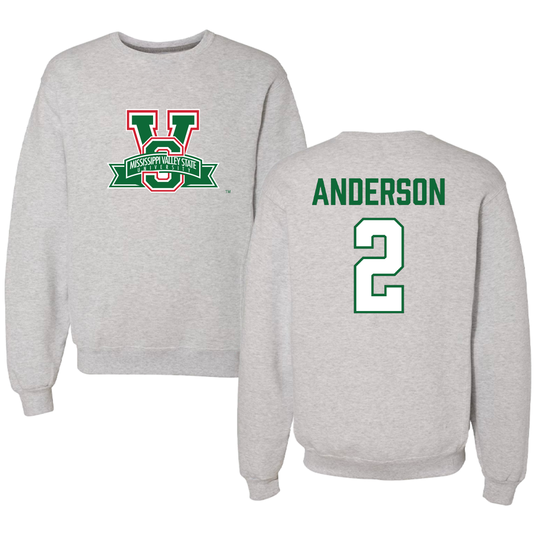 Mississippi Valley State University Football Gray Crewneck - #2 Jordan Anderson