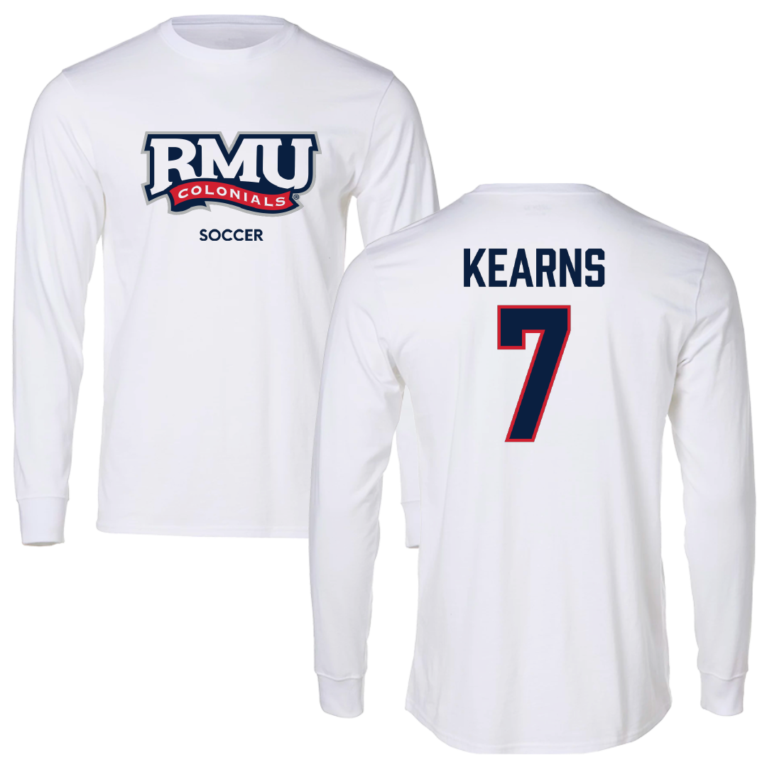 Robert Morris University Soccer (W) White Mascot Long Sleeve - #7 Malia Kearns
