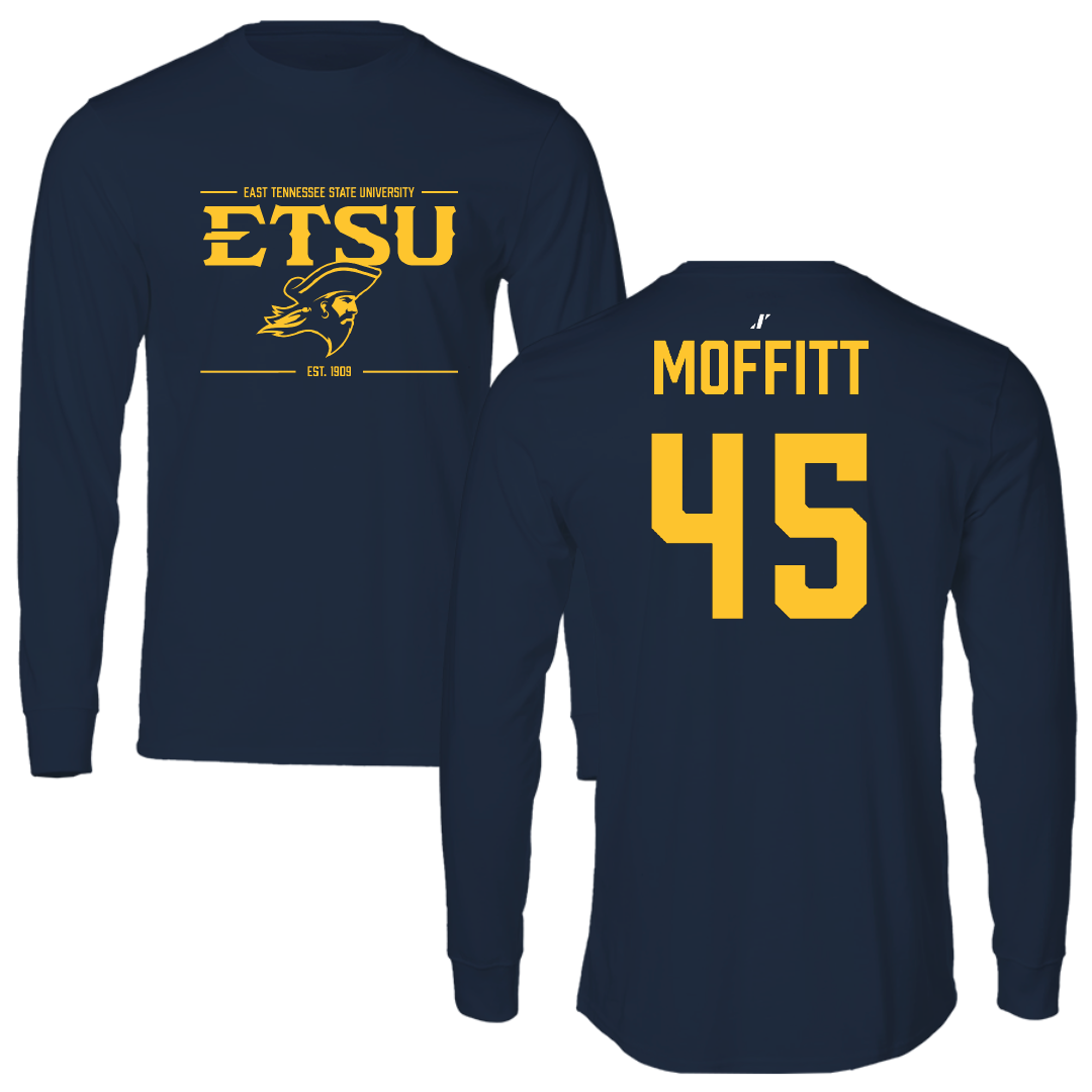 East Tennessee State University Football Navy General Performance Long Sleeve - #45 Trevor Moffitt