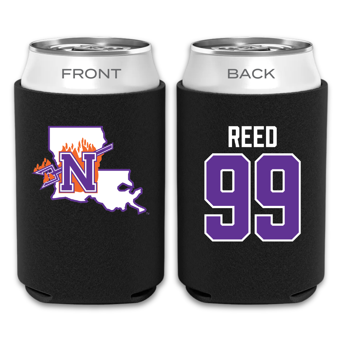 Northwestern State University Football Black Can Cooler - #99 Ke’Shawn Reed