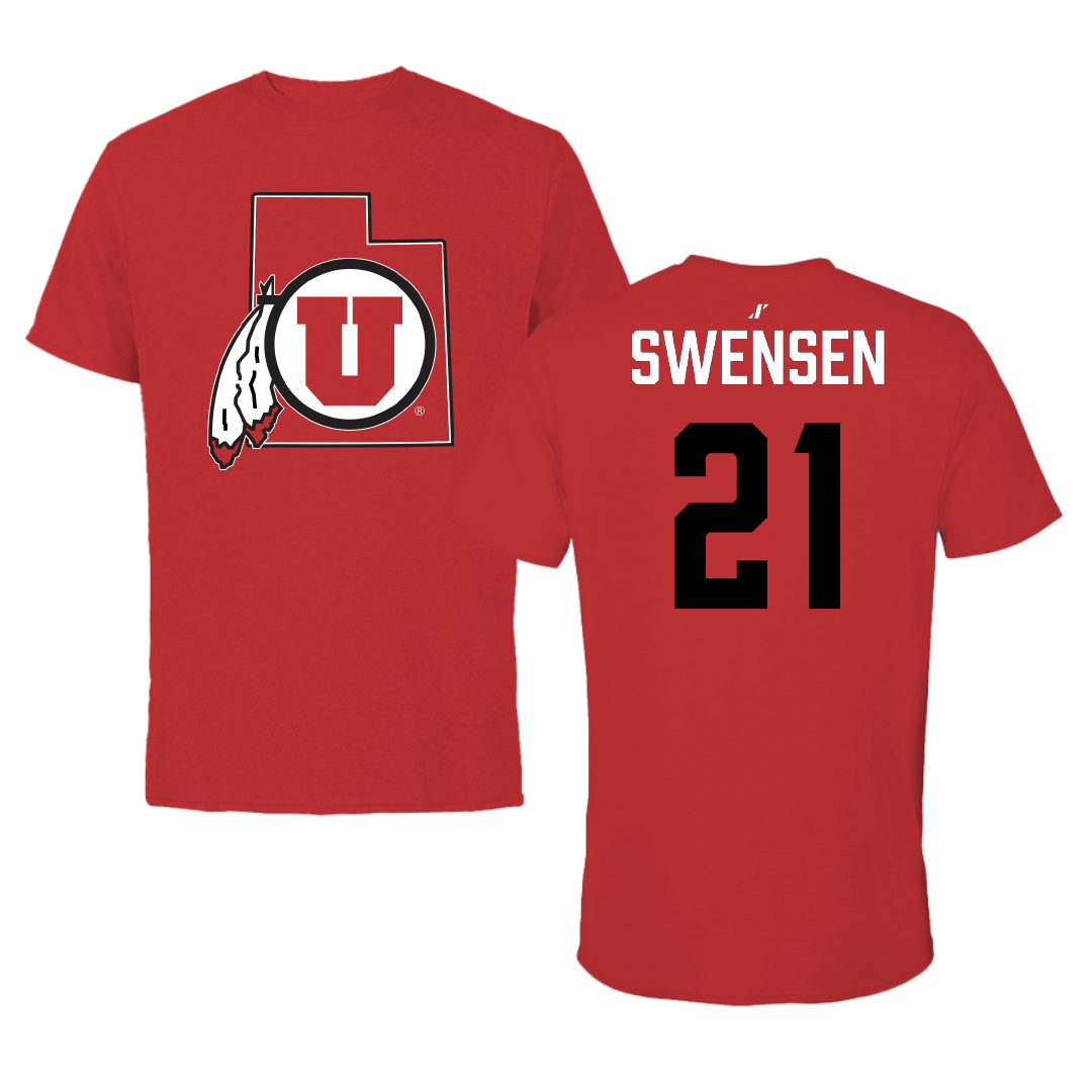 University of Utah Soccer (W) Red State Tee - #21 Ali Swensen
