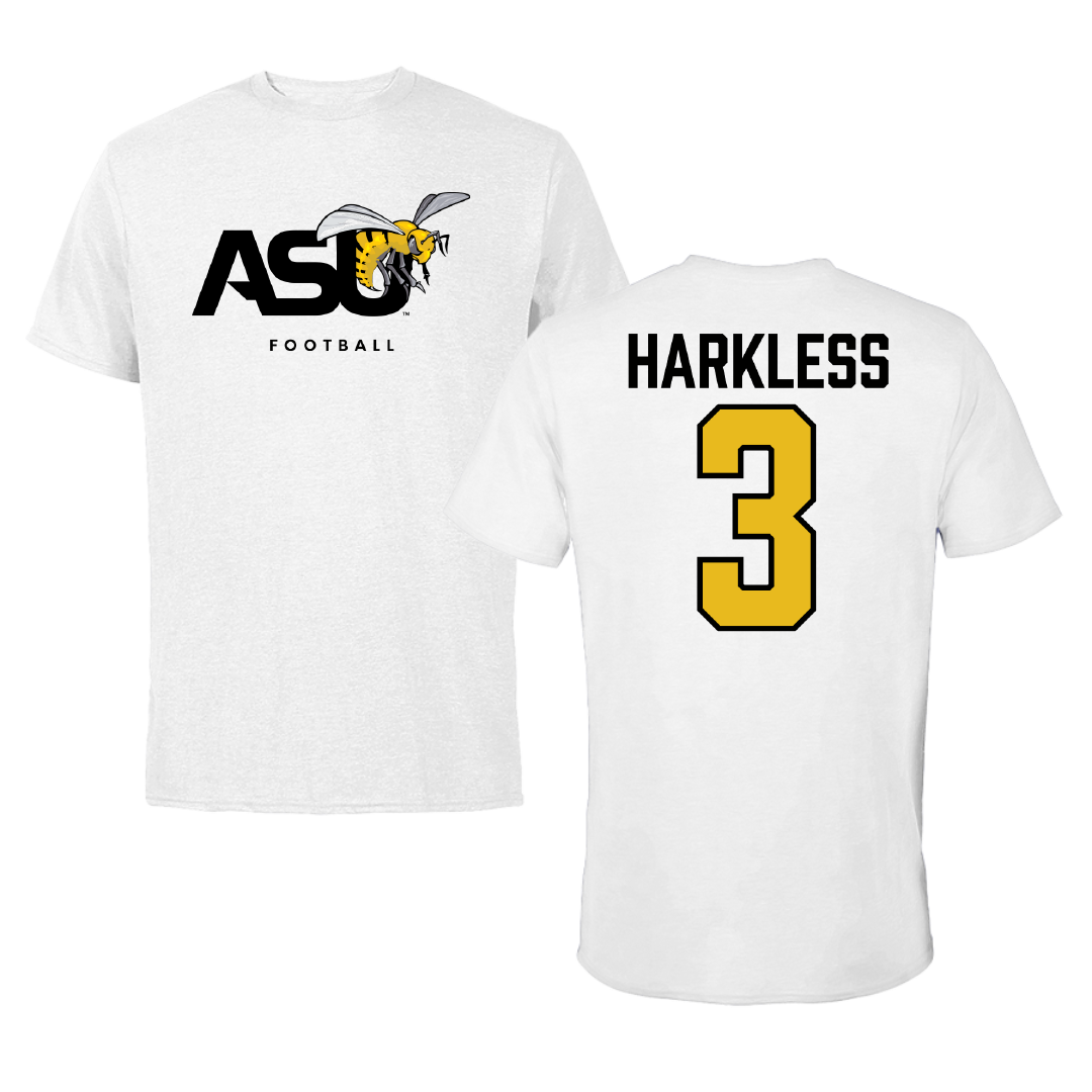 Alabama State University Football White ASU Performance Tee - #3 Luke Harkless