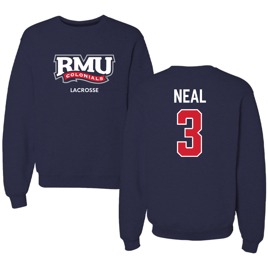 Robert Morris University Lacrosse (M) Navy RMU Crewneck - #3 Torin Neal