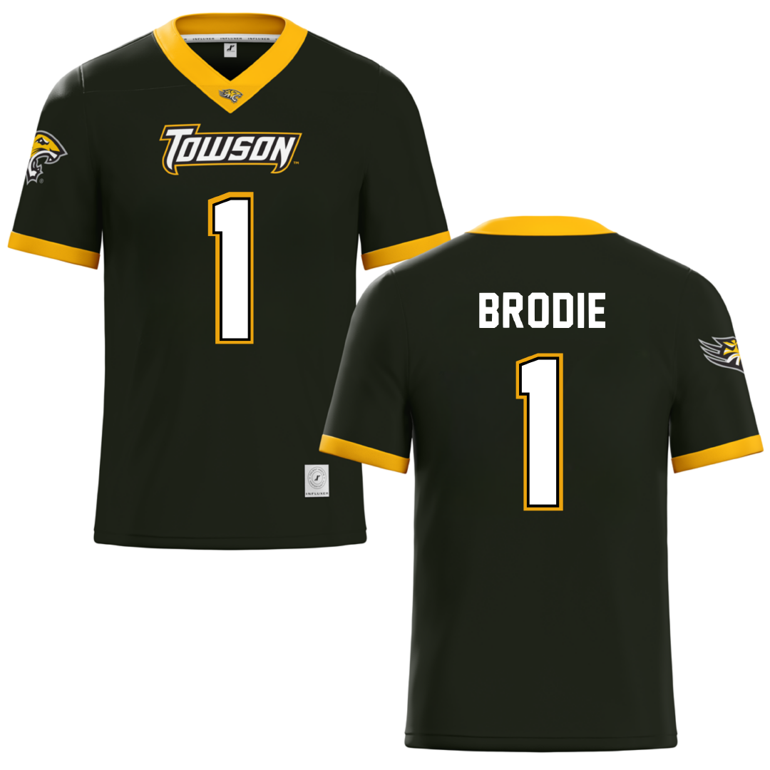 Towson University Black Football Jersey - #1 Myles Brodie