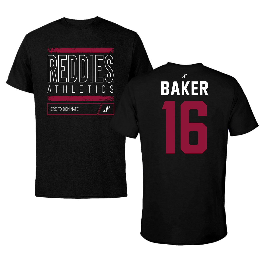 Henderson State University Football Black Dominate Performance Tee - #16 Zach Baker