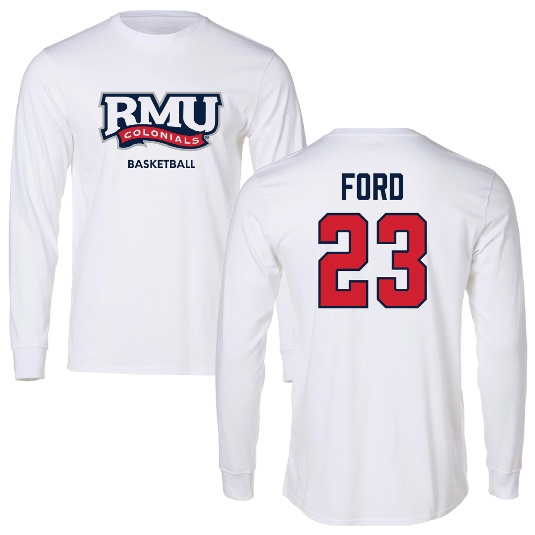 Robert Morris University Basketball (M) White Long Sleeve - #23 Chris Ford