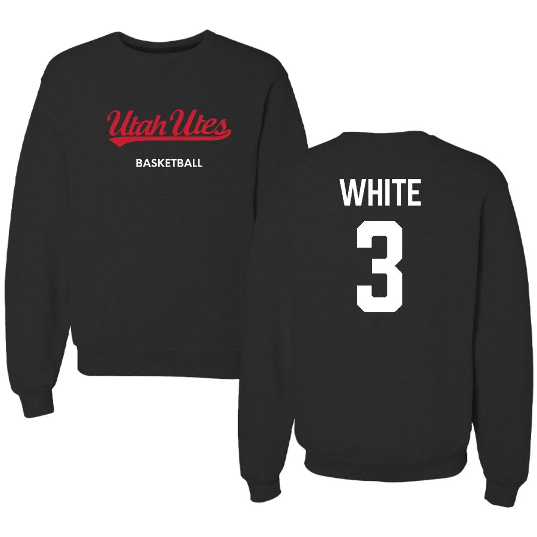 University of Utah Basketball (W) Black Crewneck - #3 Lani White