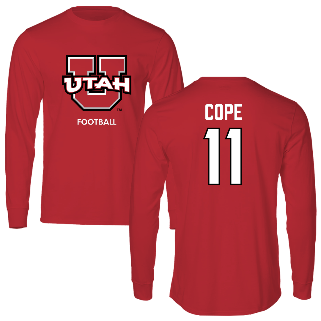 University of Utah Football Red Utes Performance Long Sleeve - #11 Makai Cope