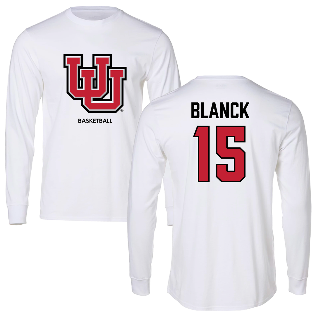 University of Utah Basketball (W) White Block Performance Long Sleeve - #15 Alyssa Blanck