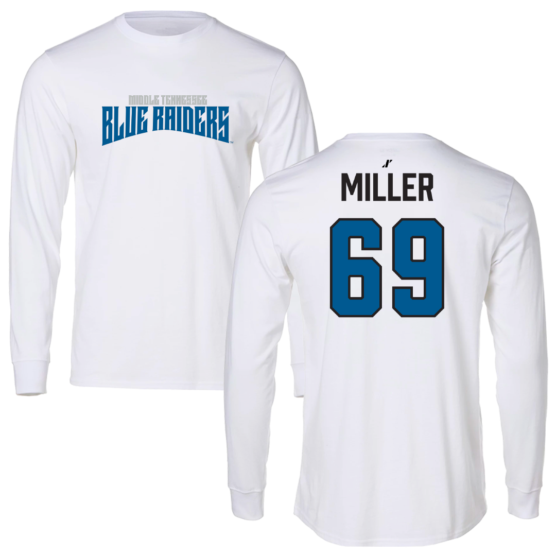Middle Tennessee State University Football White Classic Long Sleeve - #69 Marcus Miller