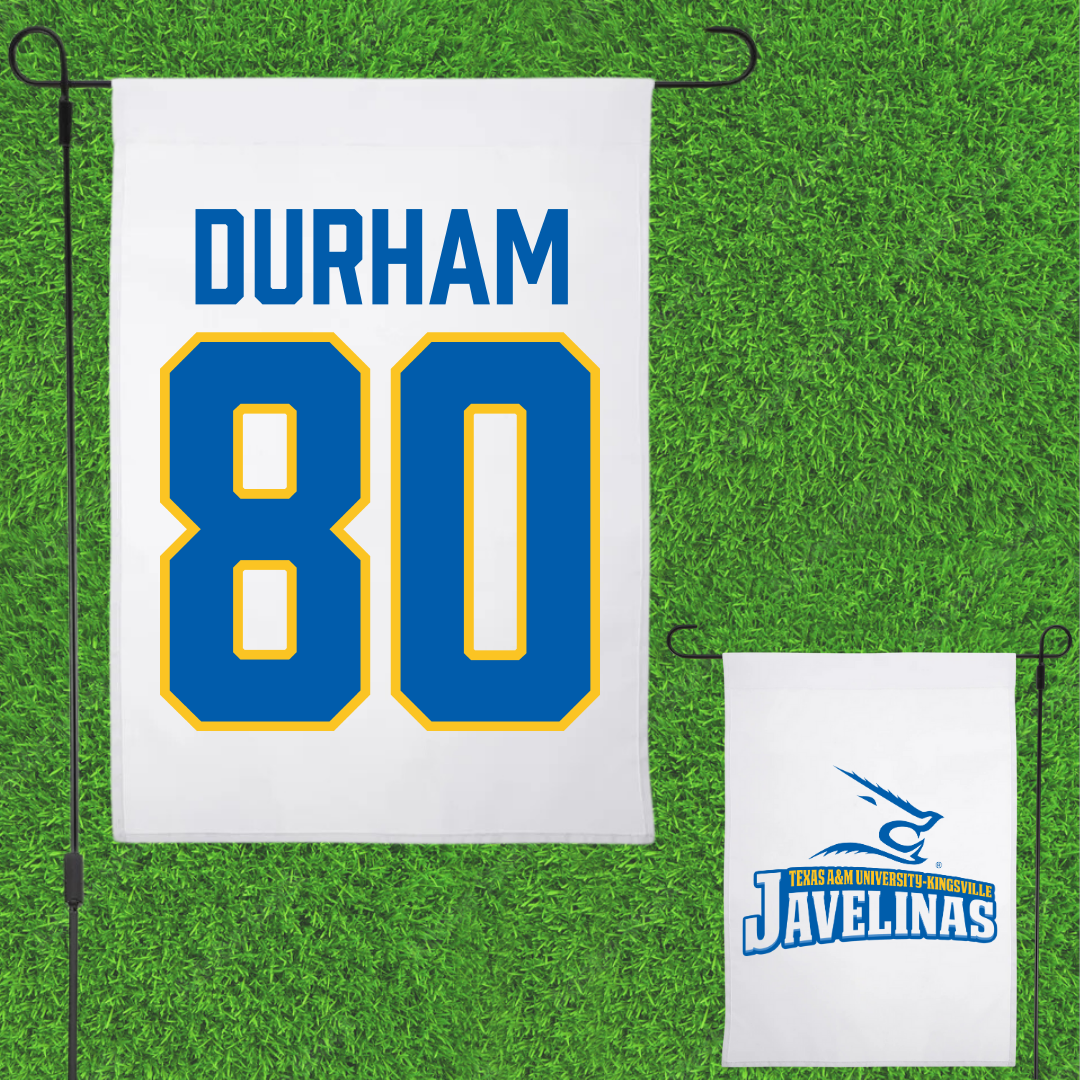 Texas A&M University-Kingsville Football White Garden Flag - #80 Exavier Durham
