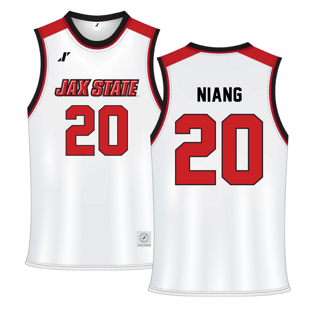 Jacksonville State University White Basketball Jersey - #20 Gora Niang