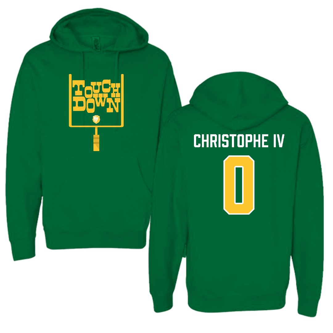 Southeastern Louisiana University Football Green Touchdown Hoodie - #0 Herman Christophe IV