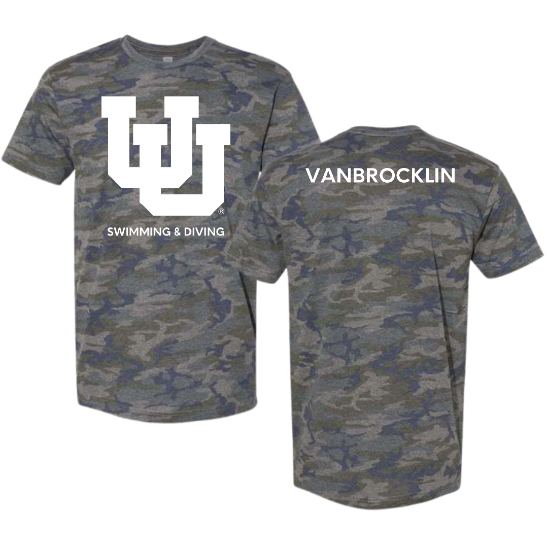University of Utah Swimming & Diving Vintage Camo Tee - Evan VanBrocklin
