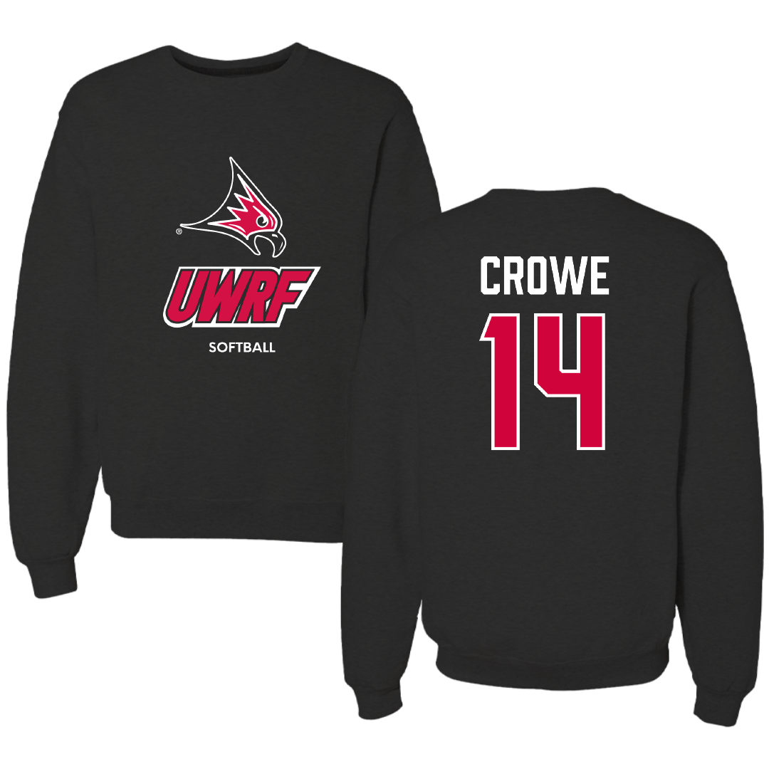 University of Wisconsin-River Falls Softball Black Crewneck - #14 Emily Crowe