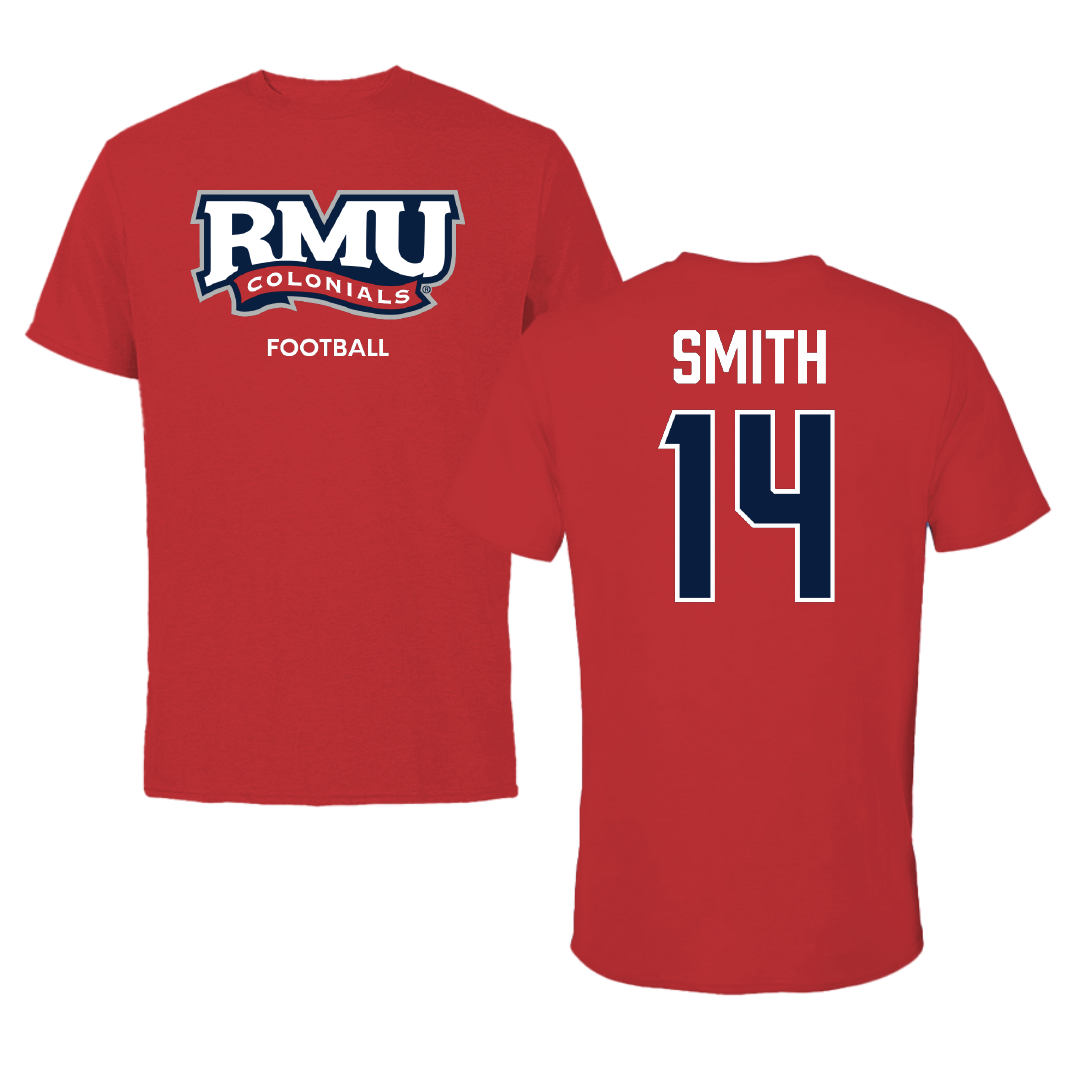 Robert Morris University Football Red Colonials Tee - #14 Zin'tayvious Smith